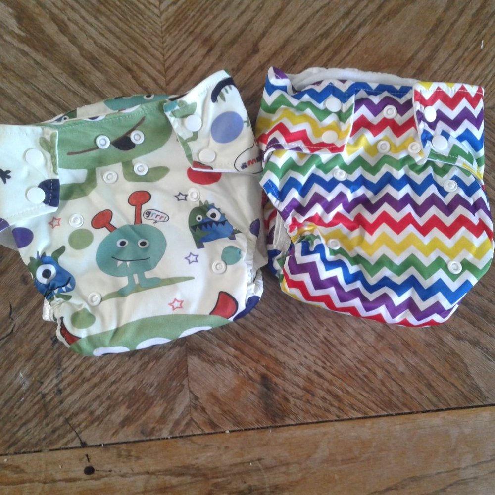 2 Cloth Diapers with sewn-in inserts
